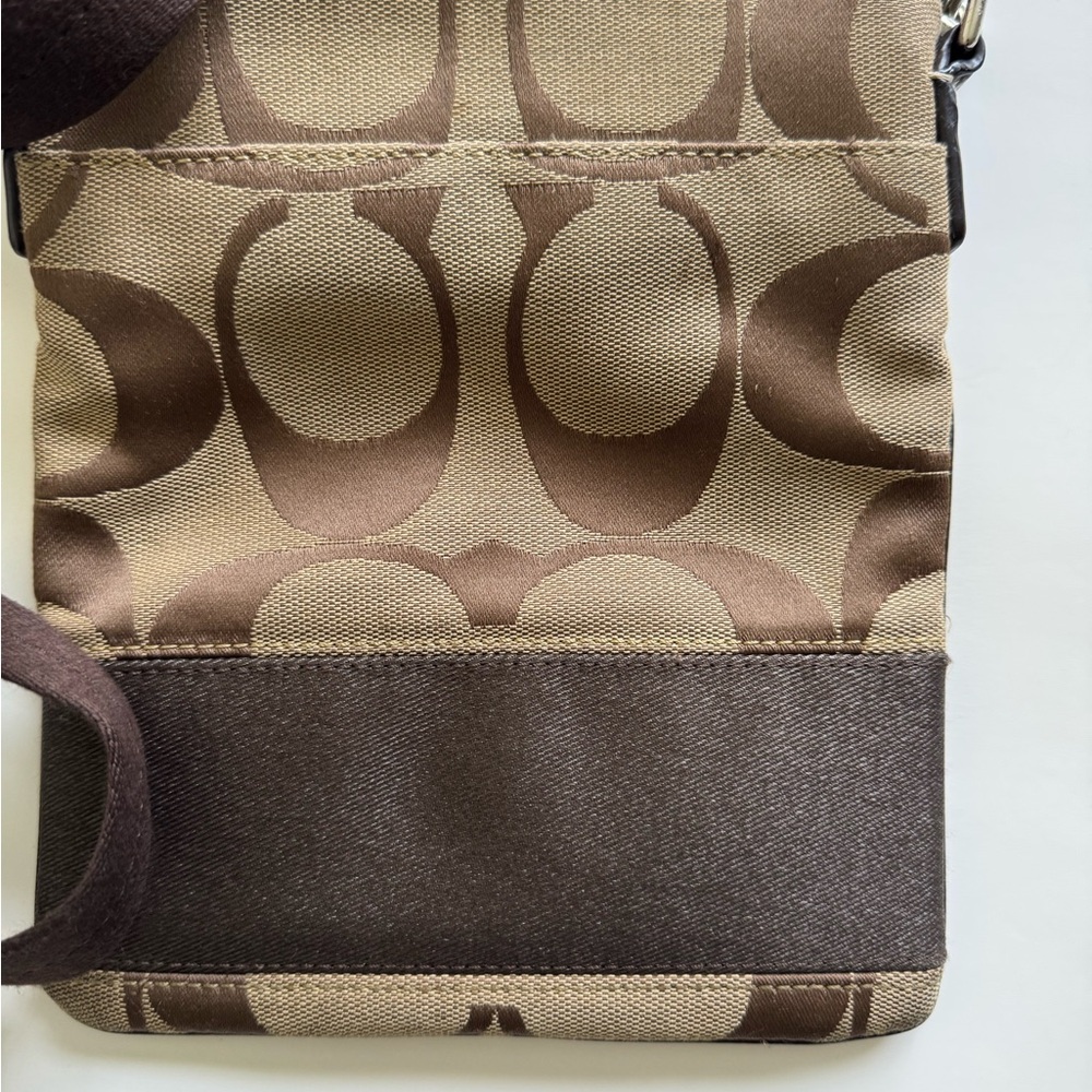 Coach Signature Brown and Tan Crossbody Bag